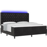 vidaXL Postelja s vzmetnico in LED svetlobo Črna 200x200 cm Žamet, (22049061) | Shoptok.si