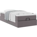 vidaXL Otomanski posteljni okvir z vzmetnico siv 100x200 cm um. usnje | Shoptok.si