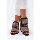 Maciejka Leather Women's Ankle Boots With Open Toes Black-Beige | shoptok.hr