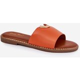 Boto Women's Eco Leather Slippers With Decorative Details Orange Mevith | shoptok.hr