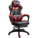  Ergonomska gamerska stolica okretna s uvlačivim osloncem za noge podesivim naslonom PU koža crna‑crvena Cijene