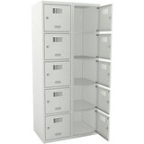  omara s predelki z zaklepanjem, vxšxg 1800 x 800 x 500 mm, s podnožjem, svetlo siva vrata | Shoptok.si