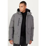 AC&Co / Altınyıldız Classics Men's Gray Hooded High Neck Standard Fit Plus Size Coat cene