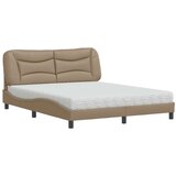  Postelja z vzmetnico kapučino 160x200 cm umetno usnje | Shoptok.si