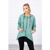 Kesi Sweatshirt with a longer back and a hood dark mint | Shoptok.si