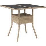  Vrtni stol sa staklenom pločom bež 90x90x75 cm od poliratana | shoptok.hr