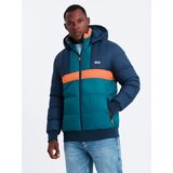 Ombre Men's sporty colorful retro jacket - navy blue and orange | shoptok.hr