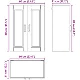 vidaXL Stenska kuhinjska omarica Črna 60 x 31 x 80 cm Konstruiran les | Shoptok.si