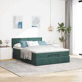  Otomanska postelja z vzmetnico & LEDs temno zelena 140x200cm, (22053870) | Shoptok.si