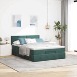  Otomanski krevet s madracem&amp LED tamnozeleni 140x200cm baršun | shoptok.hr