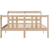 vidaXL Posteljni okvir z vzglavjem 135x190 cm trdna borovina | Shoptok.si