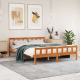 vidaXL Posteljni okvir z vzglavjem voščeno rjava 150x200 cm borovina | Shoptok.si