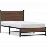 Maison Chic Kovinski Posteljni okvir - Enojna postelja - Postelja za odrasle brez vzmetnice rjavi hrast 100x200 cm, (21697175) | Shoptok.si