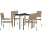 vidaXL 5-dijelni vrtni set za objedovanje Bež Poliratan, Stacking garden chairs s jastučićima 2 kom Bež Poliratan | shoptok.hr