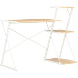 Radni stol s policom bijeli i boja hrasta 116 x 50 x 93 cm | shoptok.hr
