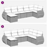  Vrtna garnitura - 7-dijelni set vrtnih sofa od poliratana s jastucima crni - Crna sa spremištem 7 | shoptok.hr