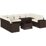 vidaXL 10-dijelni set vrtnih sofa od poliratana s jastucima smeđi | shoptok.hr
