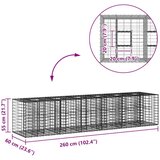  Gabionska dvignjena postelja 2 pcs srebrna 260 x 60 x 55 cm, (5000218400) | Shoptok.si