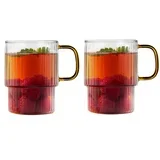 Žute staklene šalice u setu 2 kom za cappuccino 350 ml Livio –