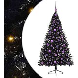 vidaXL Umjetno predsvijetljeno božićno drvce Crna 180 cm PVC | shoptok.hr