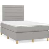 vidaXL Boxspring postelja z vzmetnico svetlo siva 120x190 cm blago | Shoptok.si