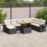 vidaXL 9-dijelni set vrtnih sofa s jastucima crni od poliratana bagrem | shoptok.hr