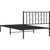 Metalni okvir za krevet s uzglavljem crni 107x203 cm | shoptok.hr