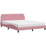 The Living Store Postelja z vzmetnico roza 160x200 cm žamet - Postelja, (21490167) | Shoptok.si