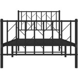 vidaXL Kovinski posteljni okvir z vzglavjem in vznožjem črn 90x190 cm | Shoptok.si