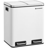Songmics Kuhinjski koš, jeklen koš za smeti 2 x 15 l, stopničasti koš z notranjimi vedri in ročaji, mehko zapiranje, absorber vonjav, bela LTB30WT, (21157968) | Shoptok.si