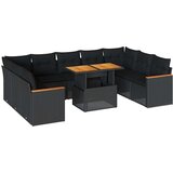 vidaXL 10-dijelni set vrtnih sofa s jastucima crni poliratana bagrem | shoptok.hr