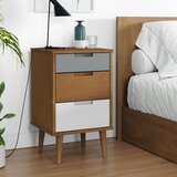 vidaXL Nočna omarica rjava 40x35x65 cm trdna borovina Cene
