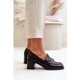 VINCEZA Elegant Leather Women's Heeled Shoes Black 91116 | Shoptok.si
