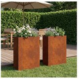 vidaXL Vrtna saksija 2 kom. Rđa 50 x 20 x 75 cm Otporni čelik - Otporni čelik 50 x 20 x 75 cm 2 | shoptok.hr