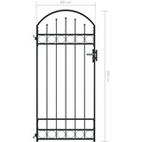 vidaXL Vrata za ograjo zaobljena jeklo 89x200 cm črna | Shoptok.si