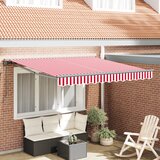 vidaXL Retraktilna tenda Rdeča in bela črta 300x250 cm Metal | Shoptok.si