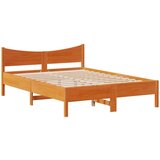 vidaXL Posteljni okvir brez vzmetnice voščeno rjav 135x190 cm borovina | Shoptok.si