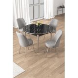 Hanah home trpezarijski set Osle, sto i 4 stolice, ploča u dekoru crnog mermera, hromirane noge, siva tkanina Babyface | Eponuda.com