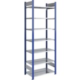 hofe Sestavljivi regal za fascikle, dvostranski, višina 2350 mm, ŠxG 750 x 600 mm, osnovni regal, modre barve / pocinkana izvedba | Shoptok.si