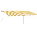 vidaXL Ročno zložljiva tenda s stebrički 4,5x3 m rumena in bela | Shoptok.si