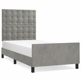 Maison Chic Posteljni okvir - Enojna postelja - Postelja za odrasle brez vzmetnice svetlo siv 90x200 cm žamet-J7623, (21760276) Cene