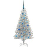 vidaXL Božično drevo med 150 LED z stojalom srebrna 150 cm PET | Shoptok.si