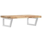  Zidna polica za umivaonik od čelika i masivnog bagremovog drva Smeđa 100 x 50 x 4 cm | Shoptok.si