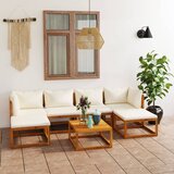 The Living Store Vrtna sedežna garnitura z blazinami 7-delna krem akacijev les - Vrtna Garnitura, (21437999) Cene