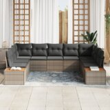 vidaXL 5-delni vrtni kavč set z blazinami siva poli ratan akacija | Shoptok.si