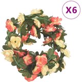 The Living Store Girlanda iz umetnega cvetja 6 kosov rožnata in šampanjec 240 cm - Božični Cvetlični Venec, (21657197) | Shoptok.si