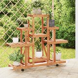  Stalak za cvijeće s kotačima 110x25x101 cm od masivne jelovine | shoptok.hr