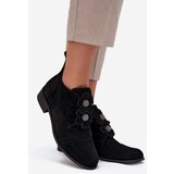 Zazoo Suede Women's Loafers with Decorative Flowers 3080 Black | shoptok.hr