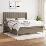  The Living Store Box spring postelja z vzmetnico taupe 160x200 cm blago - Box Spring Postelja, (21455914) Cene