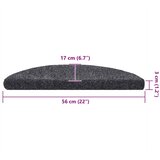  Prostirke za stepenice, samoljepljive, 10 kom, 56x17x3 cm, tamno sive, poluokrugle | shoptok.hr